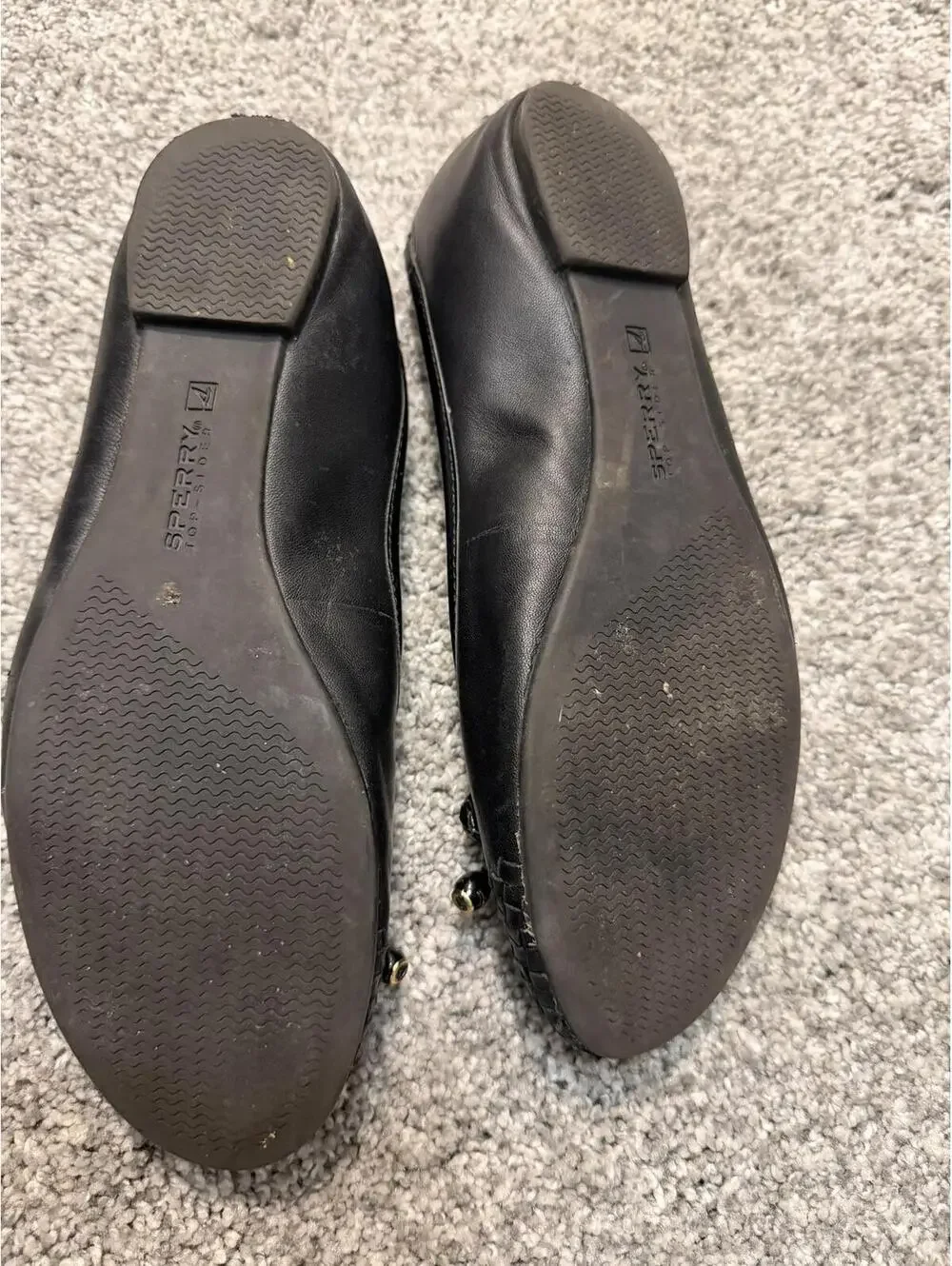 Sperry Black Woven Toe Ballet Flats with Bow Detail Size 7